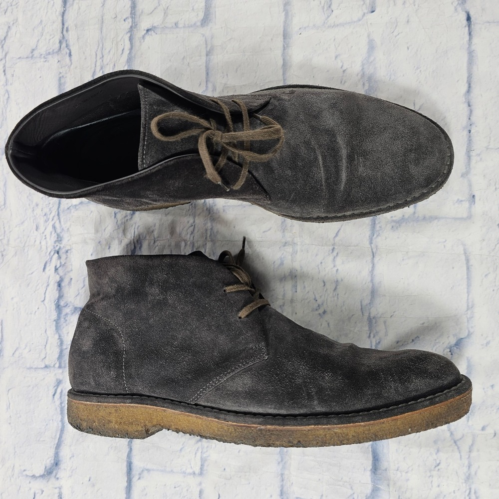 Vince Chukka Boots Mens 11.5 Dark Grey Suede Made in Italy Desert Lace Up
